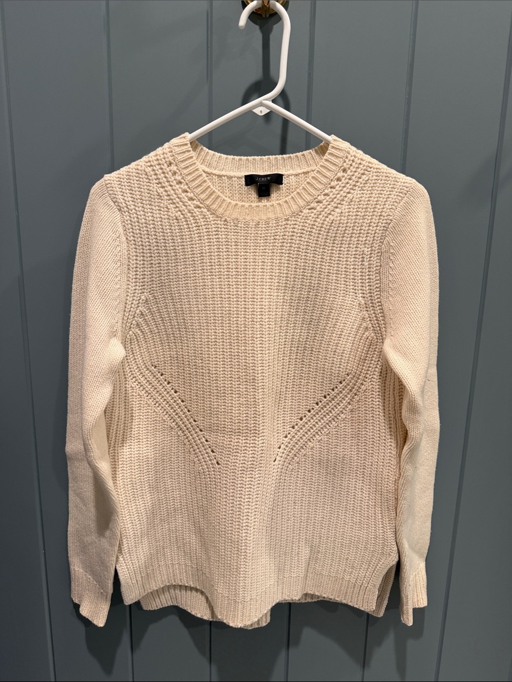 J. Crew Cream Wool Textured Crewneck Sweater